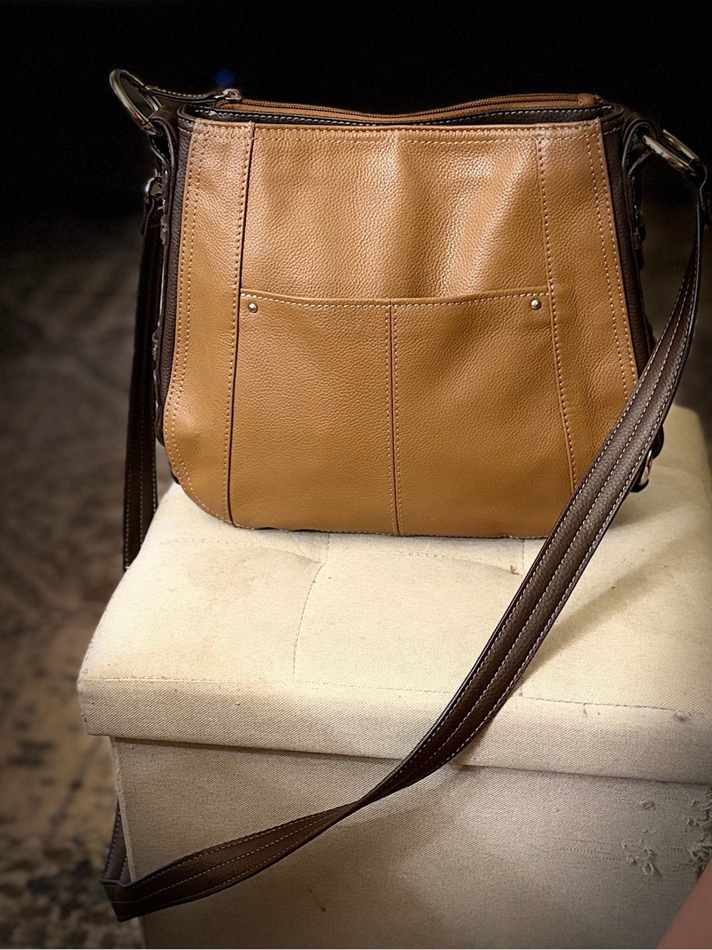Tignanello Leather Crossbody Shoulder Bag - Tan